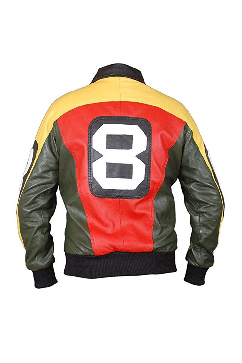 8 Ball Men's Pointed Multicolor Bomber Style Synthetic Leather Jacket