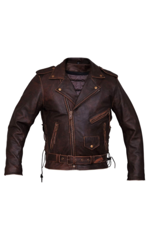 Men's Diamond Classic Dark Brown Cafe Racer Motorcycle Leather Jacket