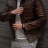 Cafe Racer Brown Leather Jacket