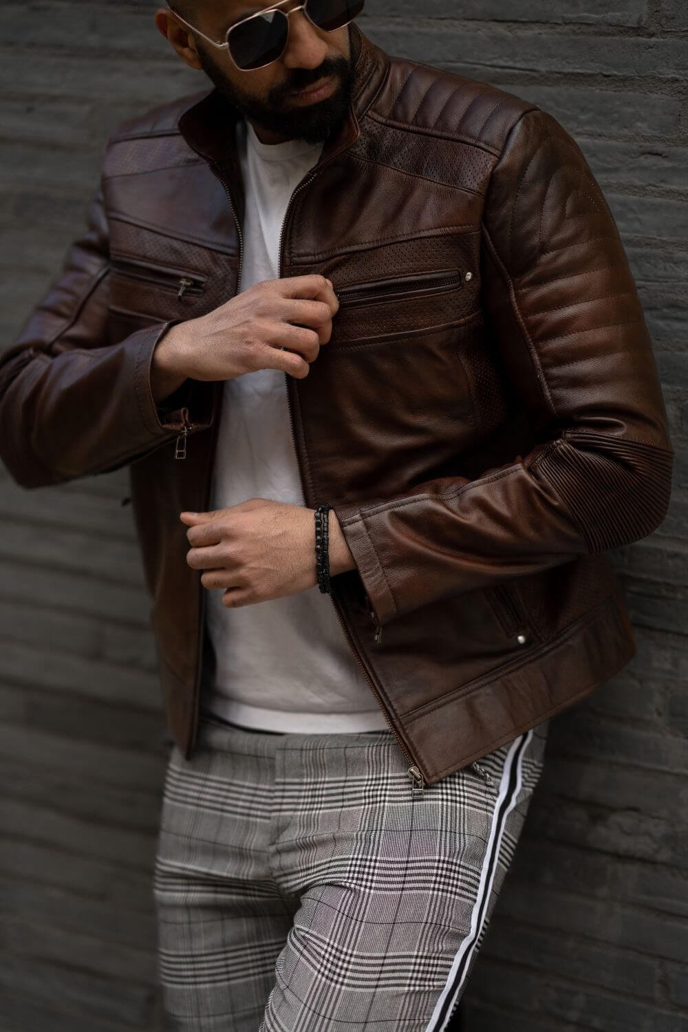 Cafe Racer Brown Leather Jacket