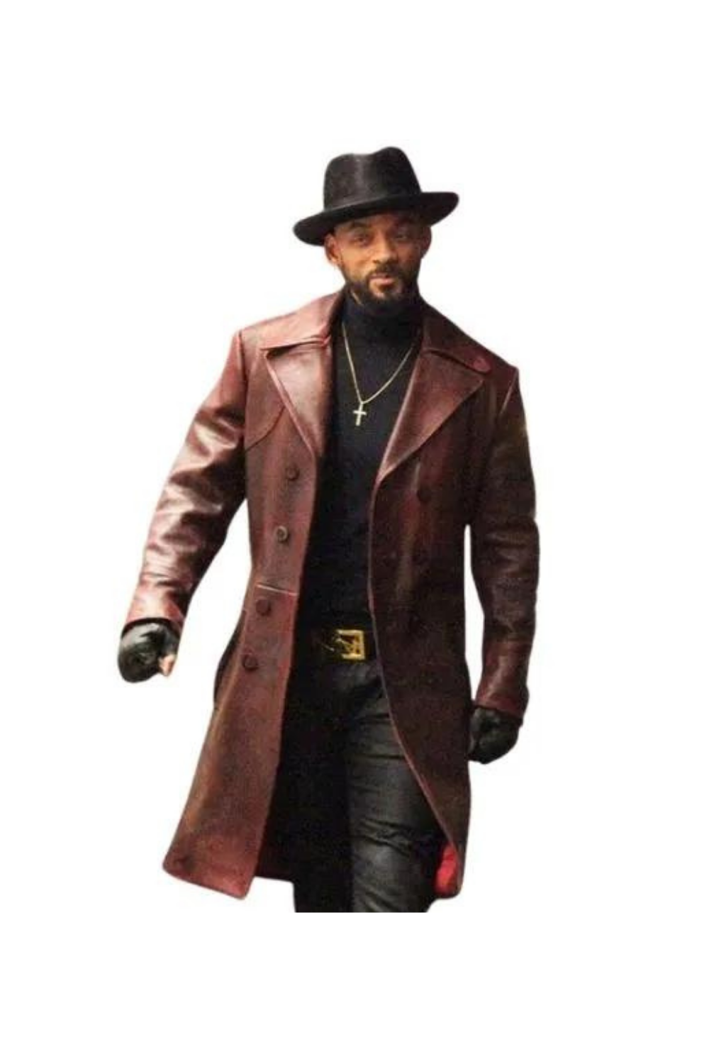Will Smith Suicide Squad Brown Leather Trench Coat