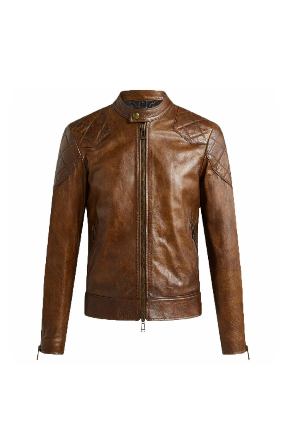 Dennis Brown Quilted Biker Leather Jacket