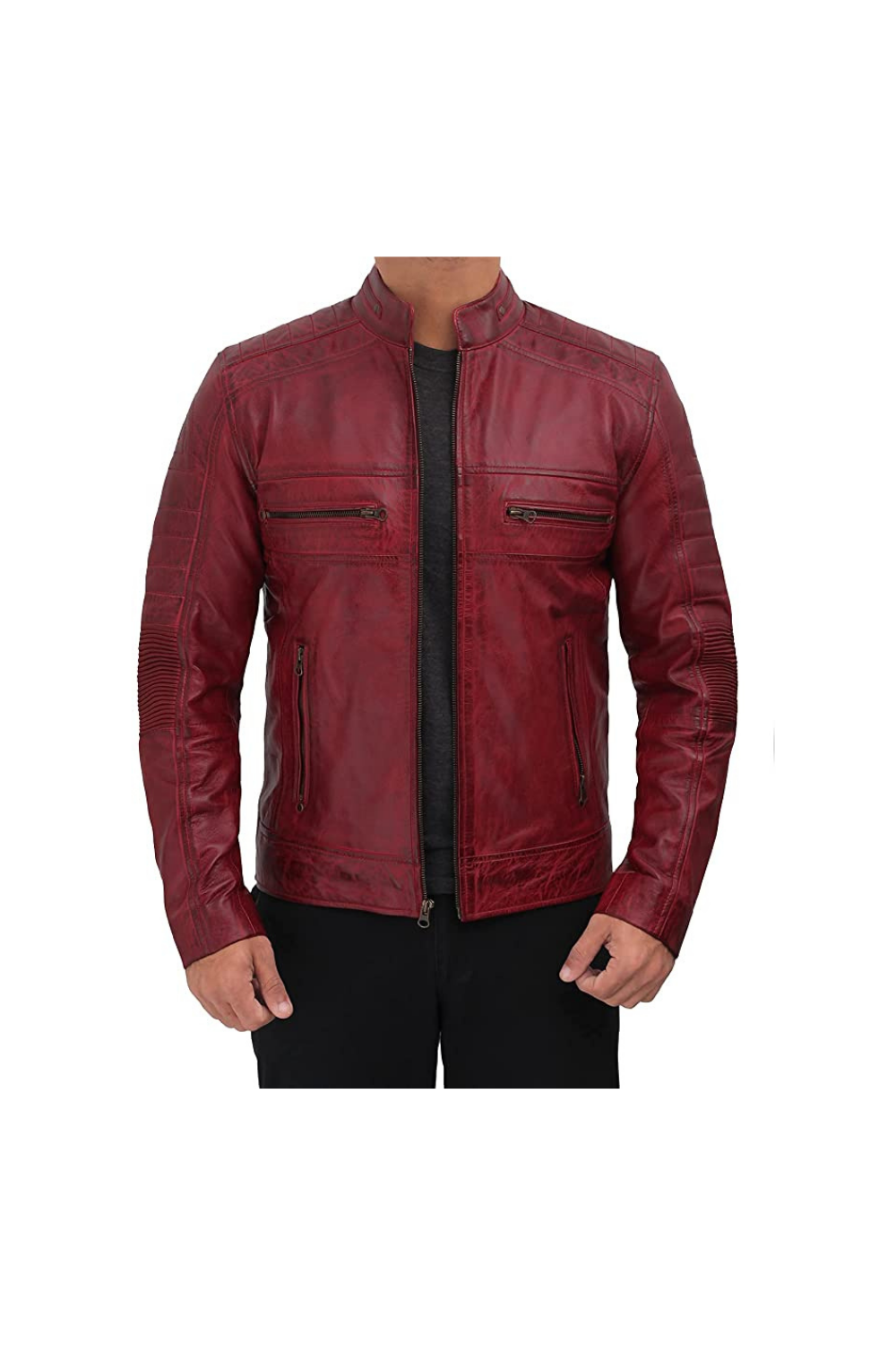 Tesal Red Biker Leather Jacket