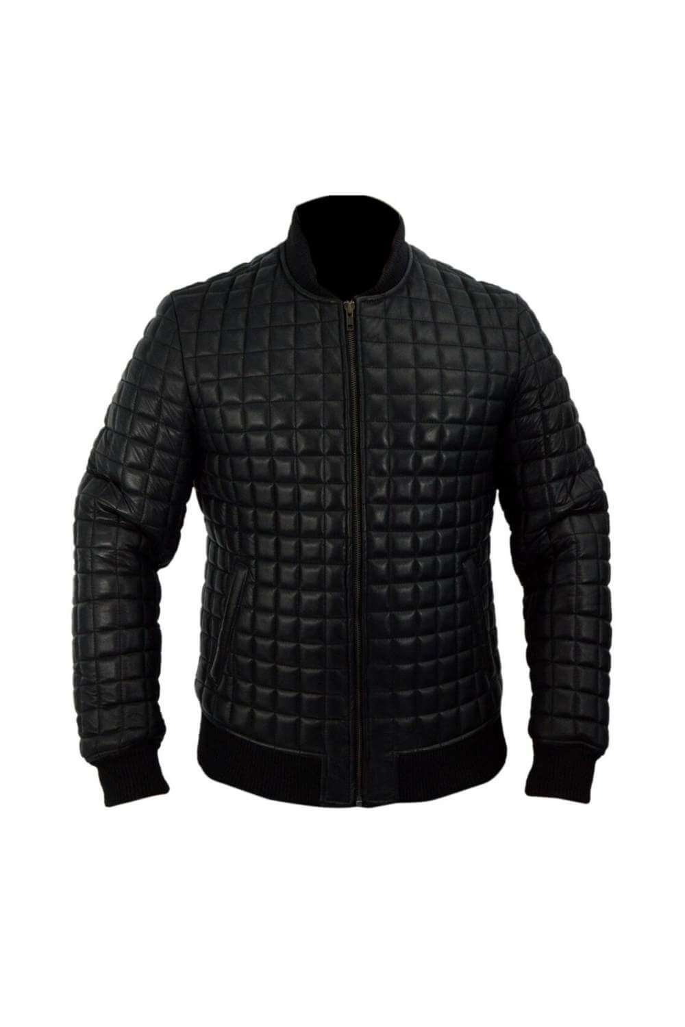 Bob Black Puffer Biker Leather Jacket