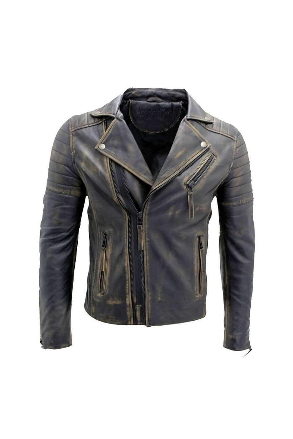 Jack Distressed Black Biker Leather Jacket