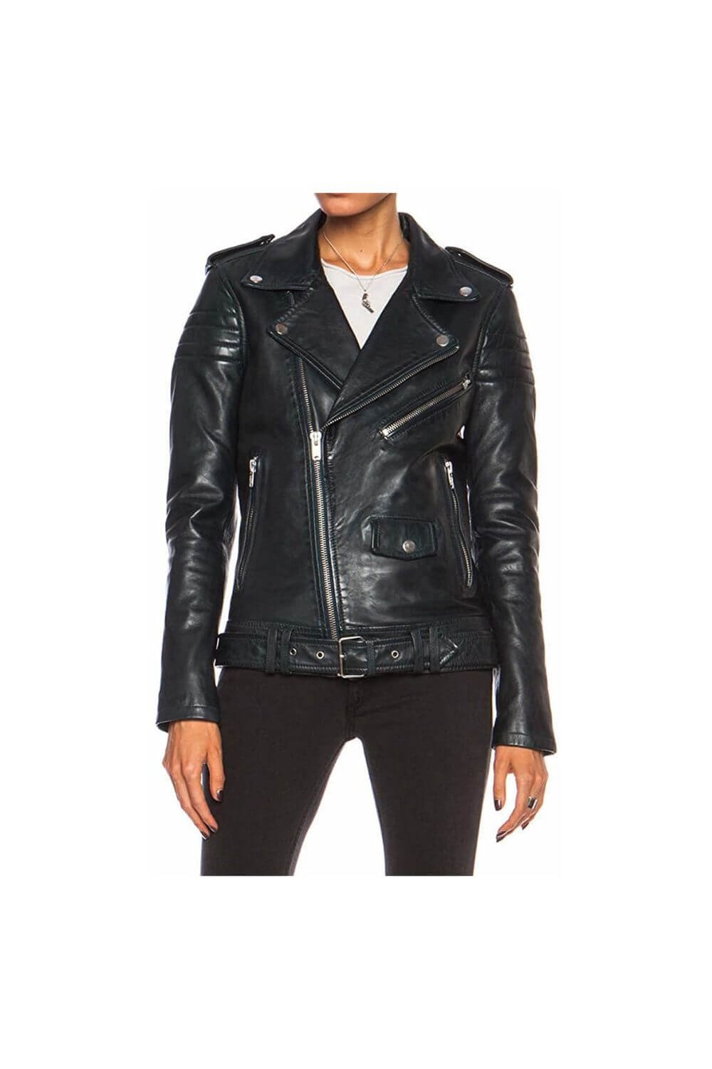 Angel Black Slimfit Motorcycle Leather Jacket