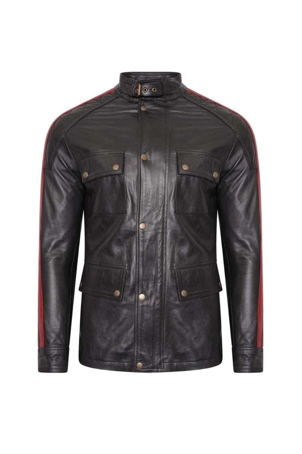 War Bringer Black Biker Leather Jacket