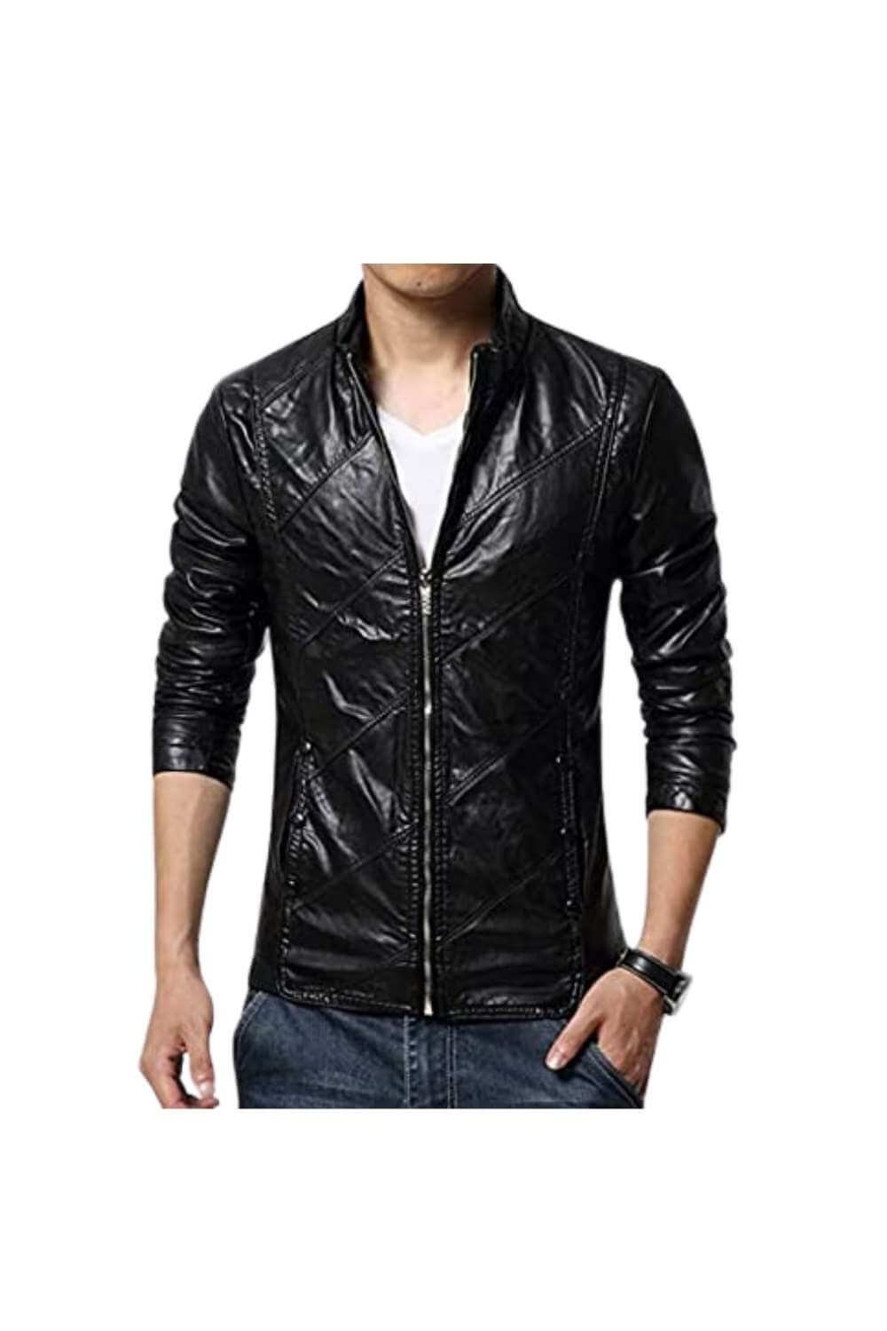 Oscar Black Slimfit Biker Leather Jacket