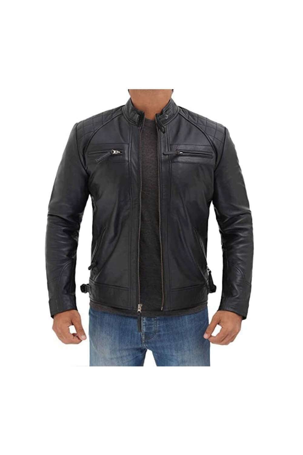 Tornado Black Biker Leather Jacket