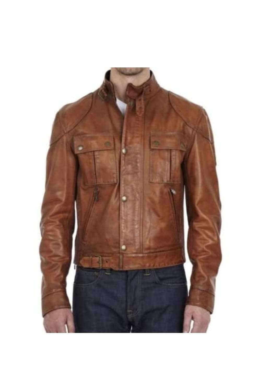 Ford Brown Biker Leather Jacket