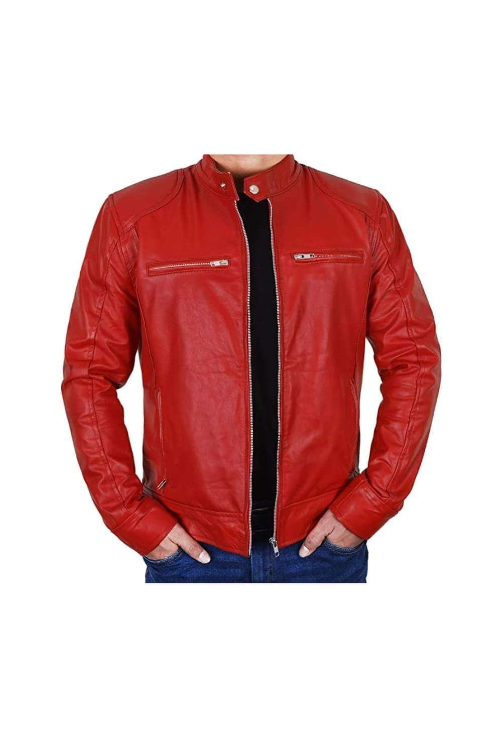 James Red Biker Leather Jacket