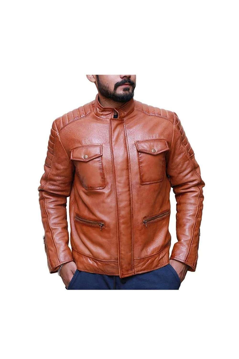 Leo Brown Biker Leather jacket
