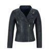Mugger Black Quilted Biker Leather Jacket