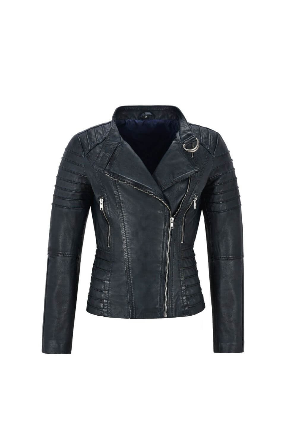 Mugger Black Quilted Biker Leather Jacket