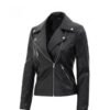Mystic Black Leather Biker Jacket