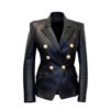 Kim Kardashian Black Blazer Leather Jacket For Women