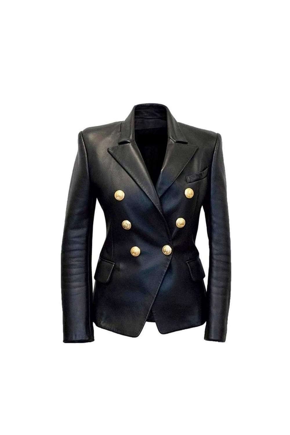 Kim Kardashian Black Blazer Leather Jacket For Women