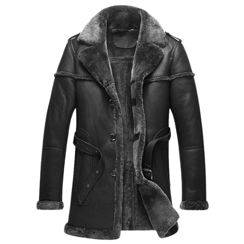 Jared Black Faux Fur Leather Coat